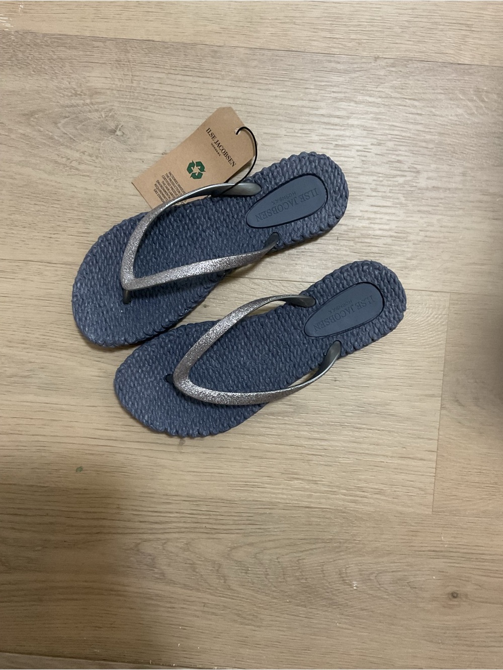 Blue Ilse Jacobsen Flip Flops with Silver Straps